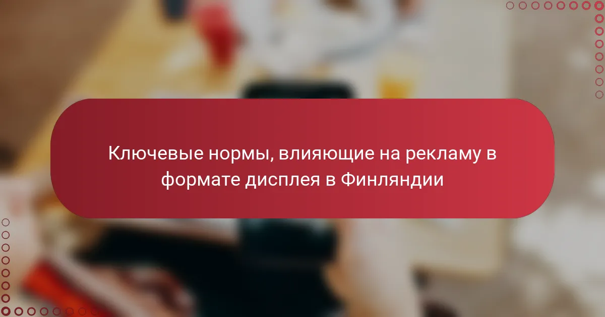 Ключевые нормы, влияющие на рекламу в формате дисплея в Финляндии